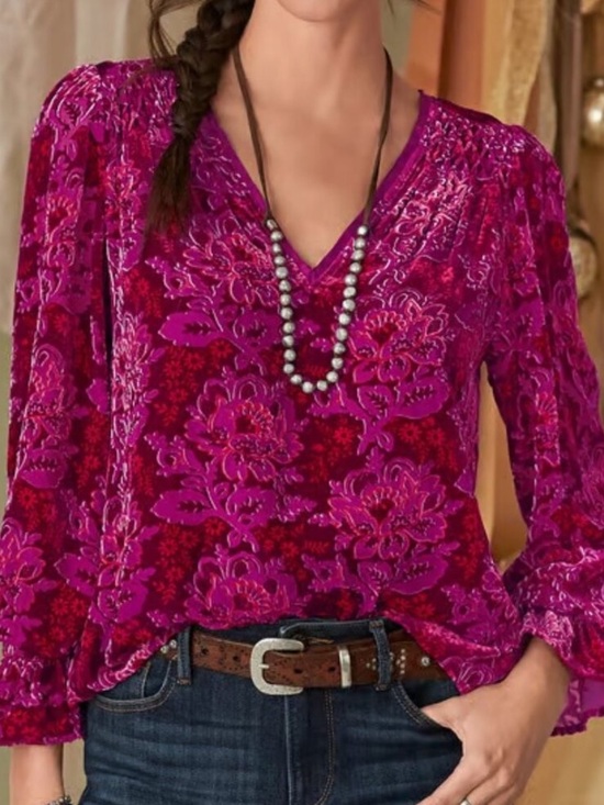 Sundance Tops - Sundance Rosana Silk Blend Floral Velvet Burnout Blouse, Cherry Pink – Size XXL